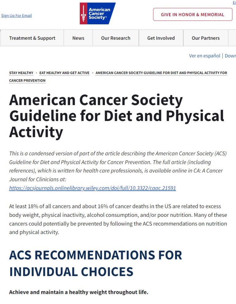 Nutrition and Physical Activity ACS4CCC